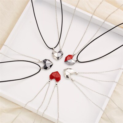 2Pcs/Lot Magnetic Couple Necklace Friendship Heart Pendant D