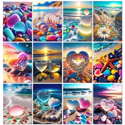 DIY Diamond Painting Color Love Stone Diamond Embroidery Sea