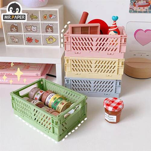 Mr.paper 6 Styles Plastic Stackable Foldable Stationary Hold