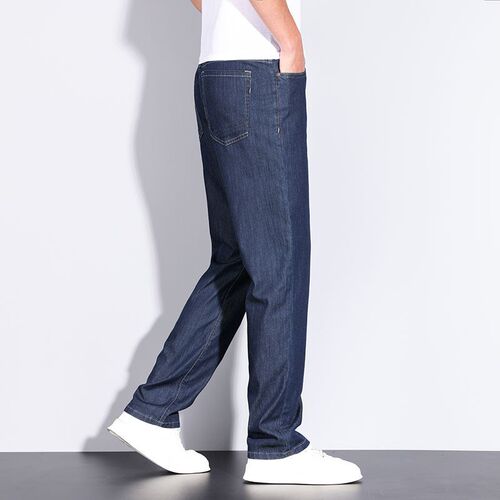 Lyocell Tencel Jeans Mens Loose Straight Pants Light Busine