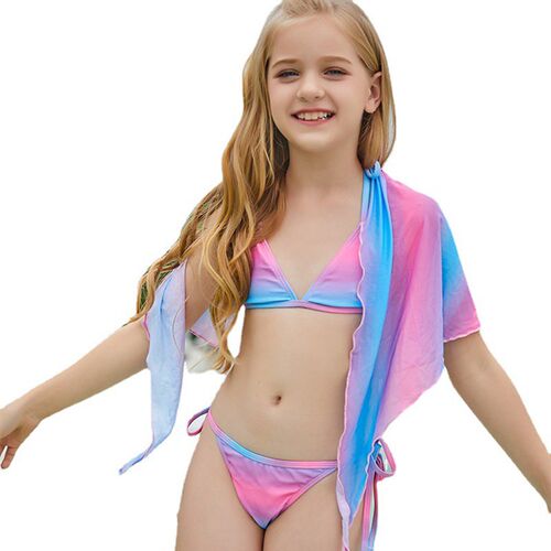 Children Gradient Swimsuit Big Girl Beach Girl Stitching Flo