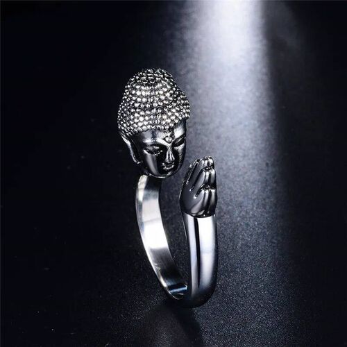 Fashion Alloy Metal Unisex Buddha Buddhism Head Ring Women M