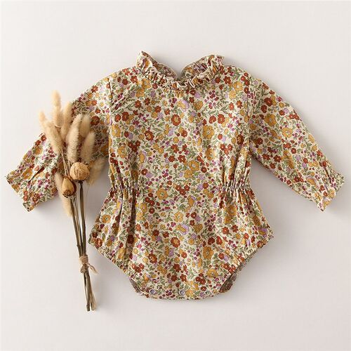 Vintage Floral Baby Girl Clothes 0-2Y Long Sleeve Romper Jum