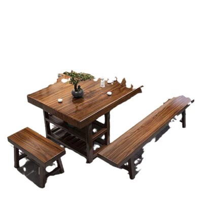 High-end solid wood large board tea table and chair combinat