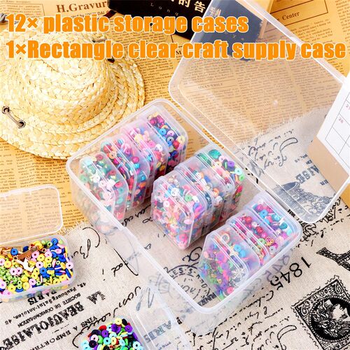 12 Pack Plastic Clear Storage Box Organizer Small Storage Ca