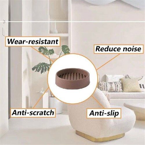 4Pcs Round Rubber Furniture Caster Cups, Anti-Sliding