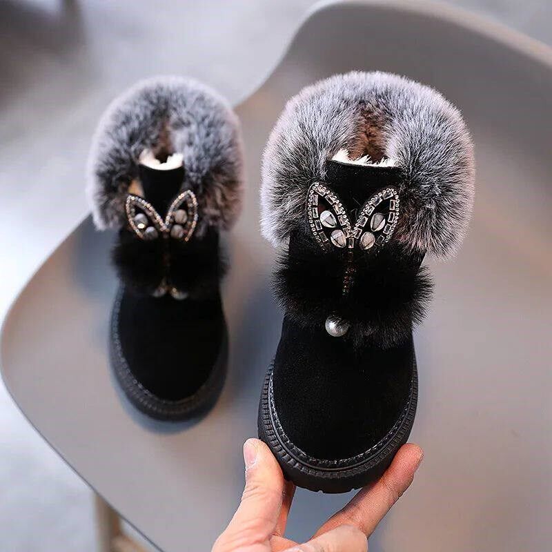 Girls Princess Snow Boots, Sapatos esportivos de couro infan图片
