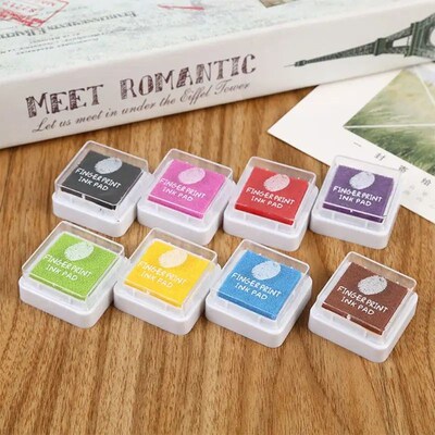 24Pcs Mini Kids Fingerprint Painting Colorful Ink Pad Stamp