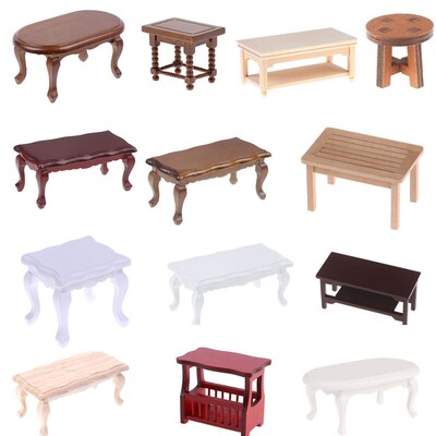Wood Simulation Teatable Coffee Table Living Room Toy Doll