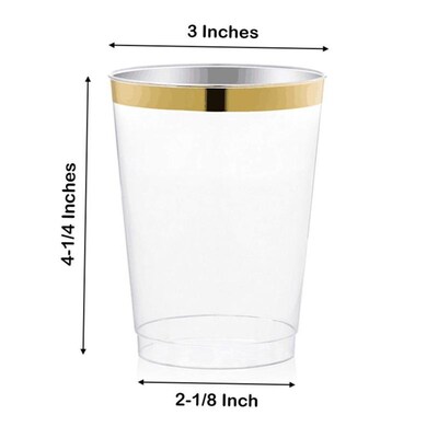 25/50Pcs Golden Plastic Cup 300ml Disposable Cup Wine Glass