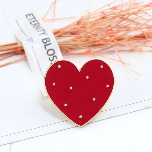 2pcs/set Cartoon Red Big Small Heart Enamel Pins Cute Women