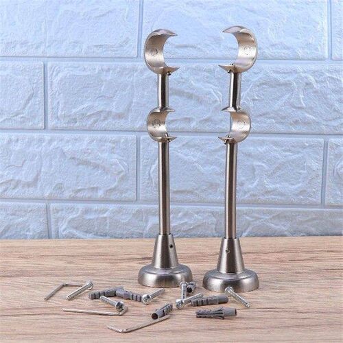 2 PCS Coat Hanger Stand Curtain Rod Bracket Mounting Holder