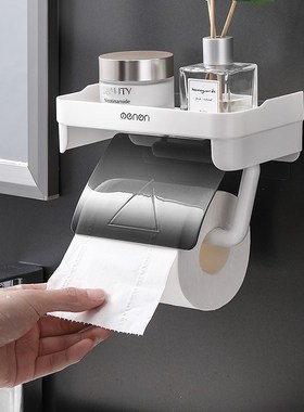 Toilet tissue box roll paper holder without punching holes