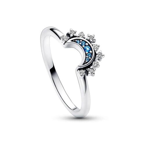 2023 Summer Celestial Blue Sparkling Moon And Sun Ring For W