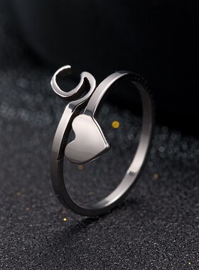 Fashion Silver Color 26 Letter Love Heart Rings Stainless St