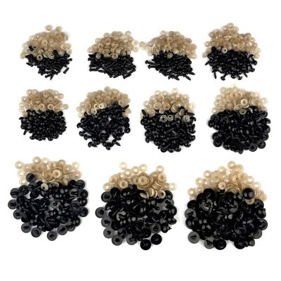 100pcs 5-16mm Eyeball Doll Accessories Black Plastic Plush S