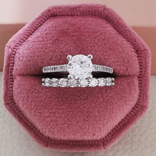 2024 New Luxury Silver Color Luxury Big Wedding Rings Set fo