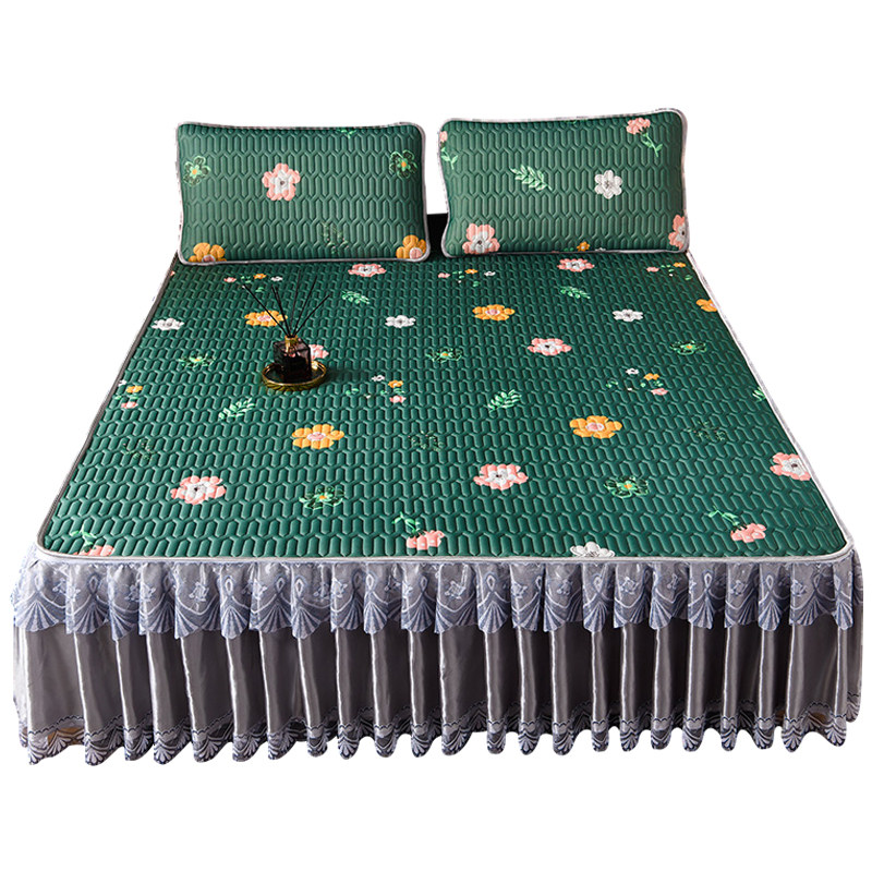 乳胶凉席三件夏季床裙款可机洗空调席子可水洗冰丝席软凉席床垫,床上用品,乳胶席,淘宝优惠券,粉丝福利购,淘宝优惠卷