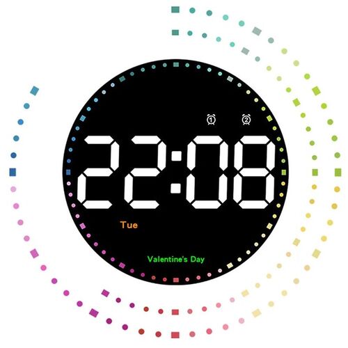 Remote Control 10 inch Colorful Led Wall Calendar Clock for