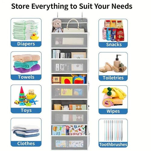 5-Shelf Hanging Storage Organizer - Behind Door, Anti-Tilt,