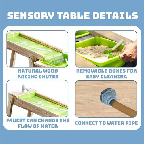 Kids 3 Sets Rushing River Falls Sensory Table Wood Sand Play