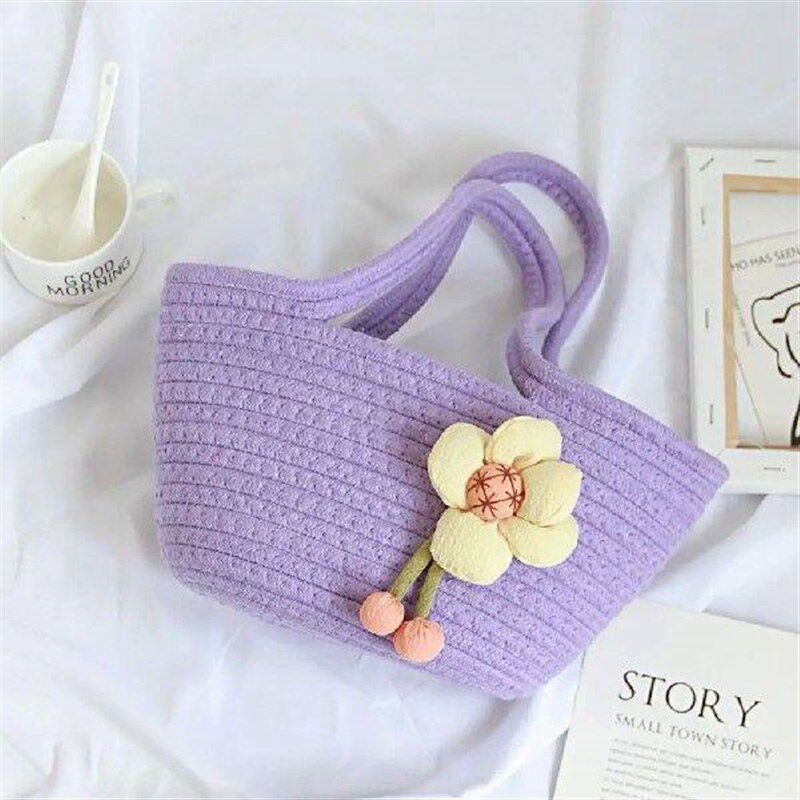 Tote Bag with Soft Handle Large Opening 3D Flower Hand - 实物图