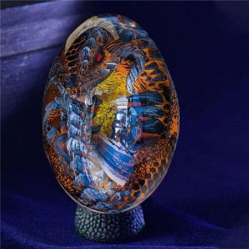 Crystal Transparent Resin Statue Dragon Egg Lava Dinosaur