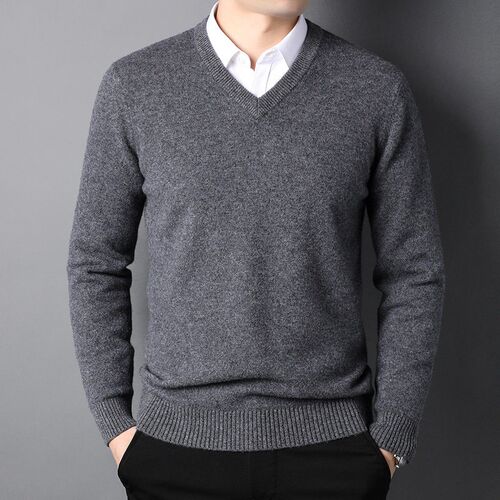 2023 Cotton Blend Classic V-Neck Sweater Men Pullover 2023 A