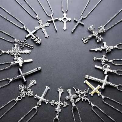 Necklace Mens long cross sweater chain accessories项链男