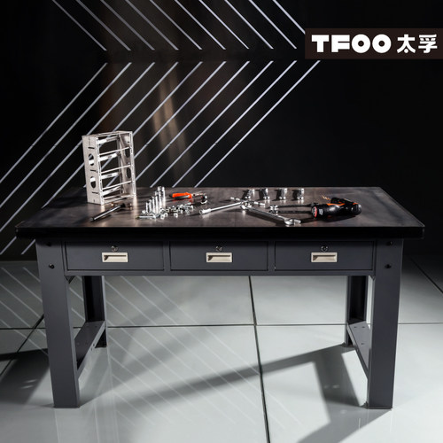 太孚 重型钢板装甲台面工作台 锤敲抗冲击模具钳工台 抽屉钢板桌