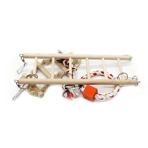 Hanging Wood Pet Cage Parrot Climbing Ladder Bridge Swing