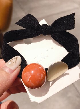 Korea Style Hair Ropes Cute Simple Width Color Metal Ball El