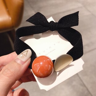 Korea Style Hair Ropes Cute Simple Width Color Metal Ball El