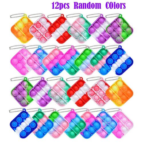 12/48 Pcs Mini Pop Push Fidget Toy Pack Keychain Fidget Toy