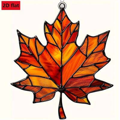 2D Flat,Thanksgiving Acrylic Maple Leaf Light Catcher, Class