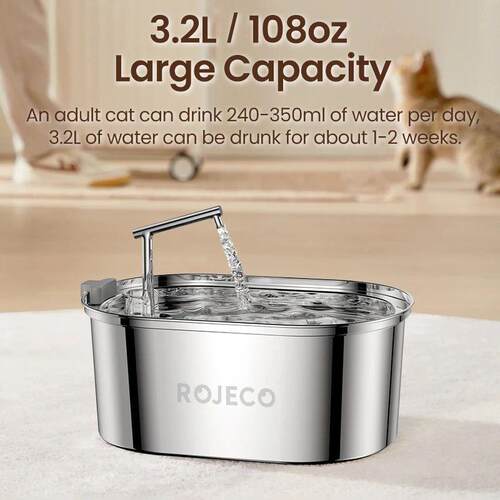 Stainless Steel Cat Water Fountain Automatic Cat Drinker Dri