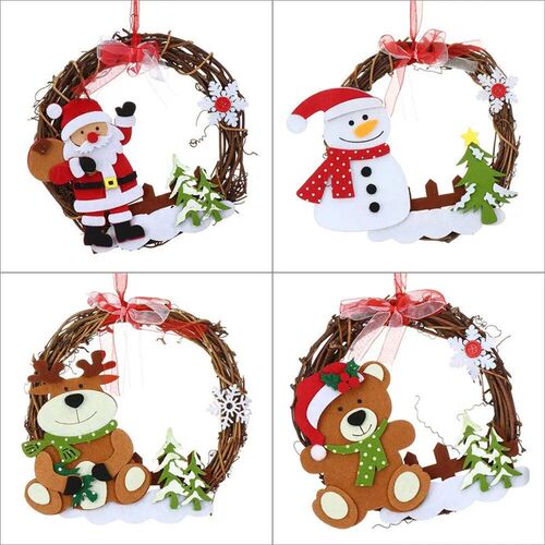 Navidad 2023 Christmas Wooden Rattan Garland Xmas Decoration