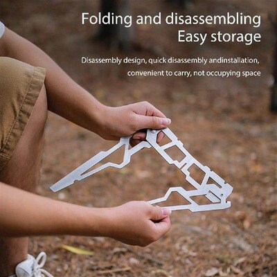 Foldable Campfire Pot Stand Four-legged Stainless Steel BBQ