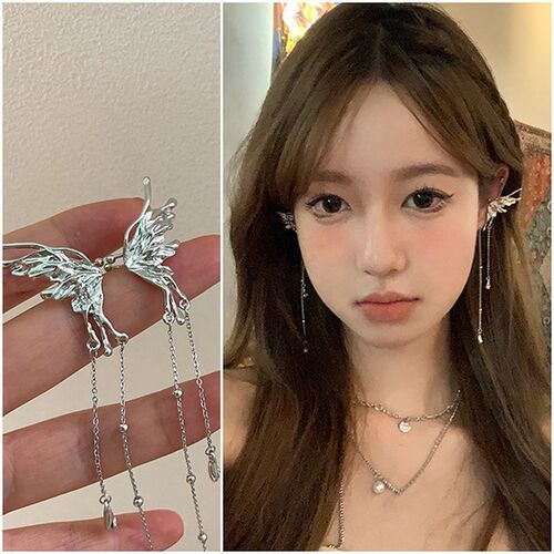 Exquisite Fairy Butterfly Tassel Ear Clips Angel Ear Bone Cl