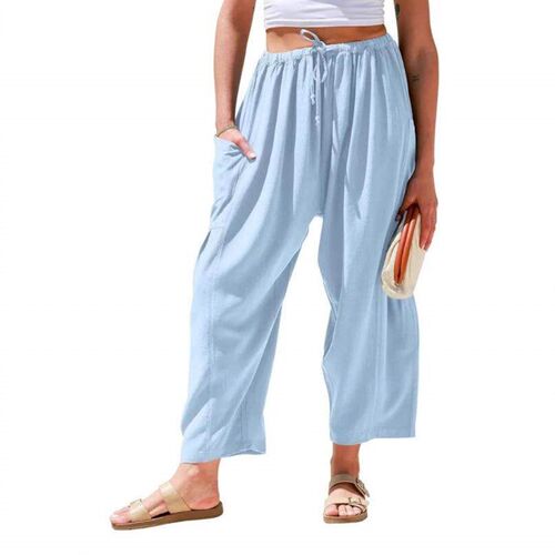 Womens wide leg flowing wide leg beach pants with elastic