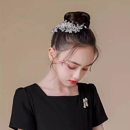 Silver Color Flower Hair Comb Clip Girls Handmade Alloy Pear