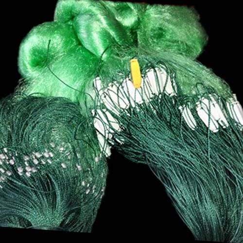 Depth1.5m*Length 80M 3 layer 3cm mesh gill net green fish tr