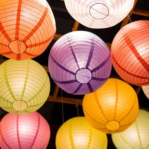 5pcs Round Paper Lantern 4/6/8/10/12inch Multicolor Chinese
