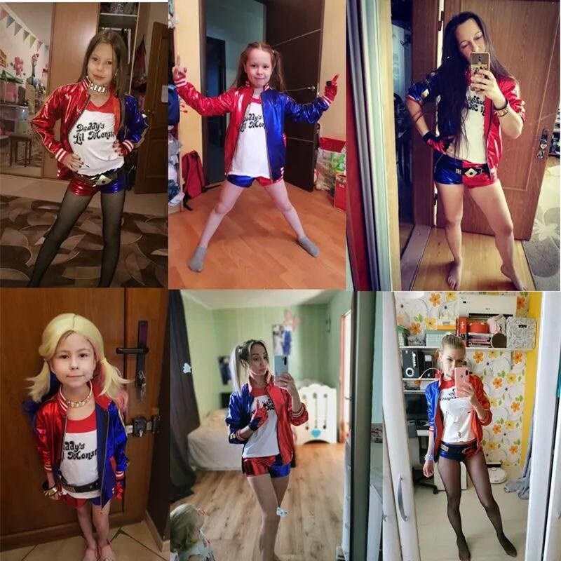 Harley Quinn kostum film badut setelan anak perempuan Hallow
