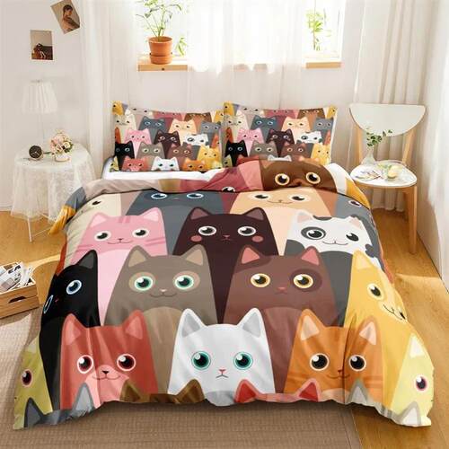 3PCS Single-sided Printed Bedding Set ,Comforter Cartoon Cut