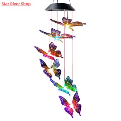 Solar Wind Chimes Light Garden Butterfly Solar Lights 120mAh