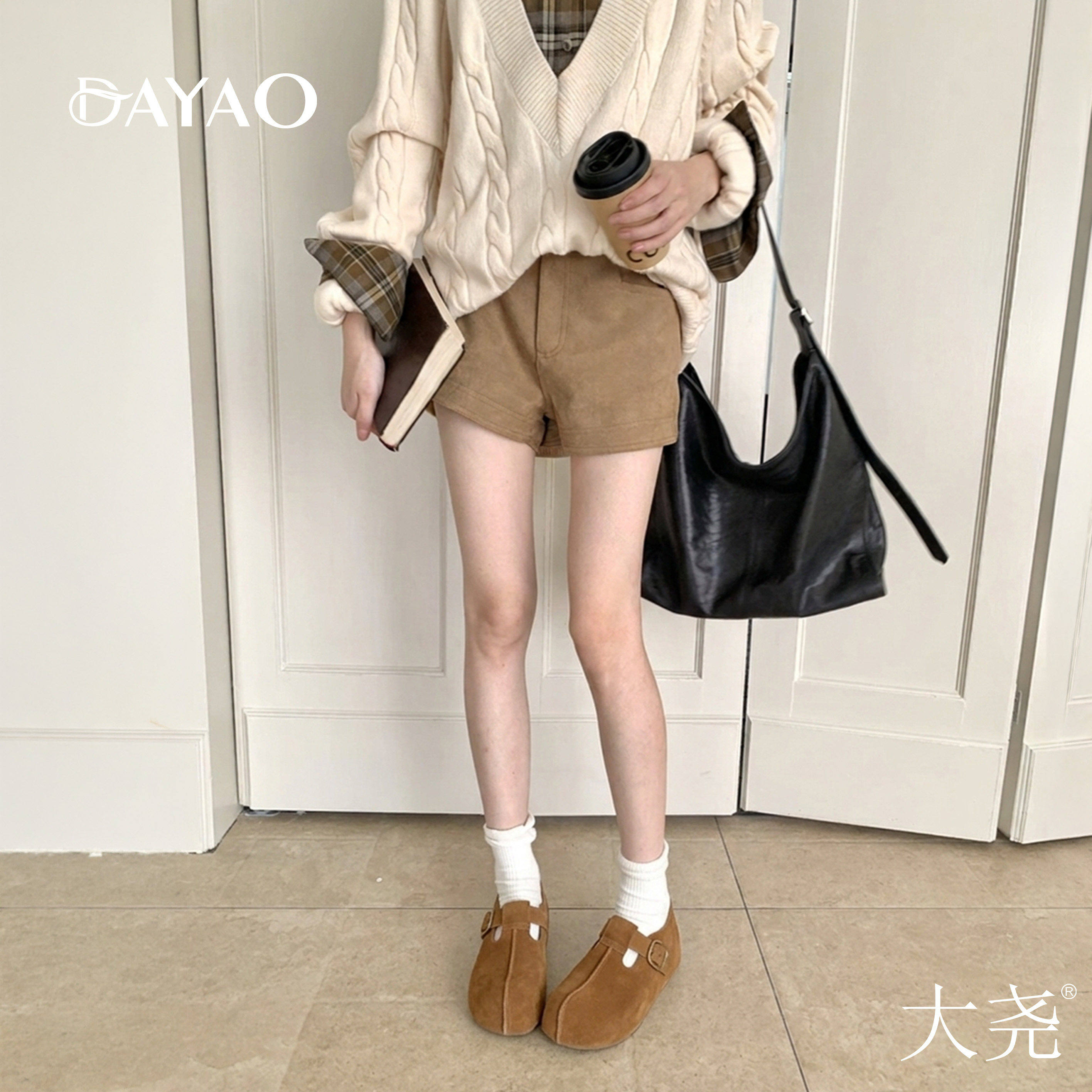 大尧大姚家《麋鹿》勃肯雪地棉秋冬新真皮软底增高保暖一脚蹬M927