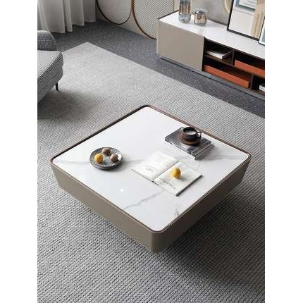 米乐岩板茶几简约现代正方形小户型家用轻奢马鞍皮茶几电视柜组合,3C数码配件,其它配件,淘宝优惠券,粉丝福利购,淘宝优惠卷