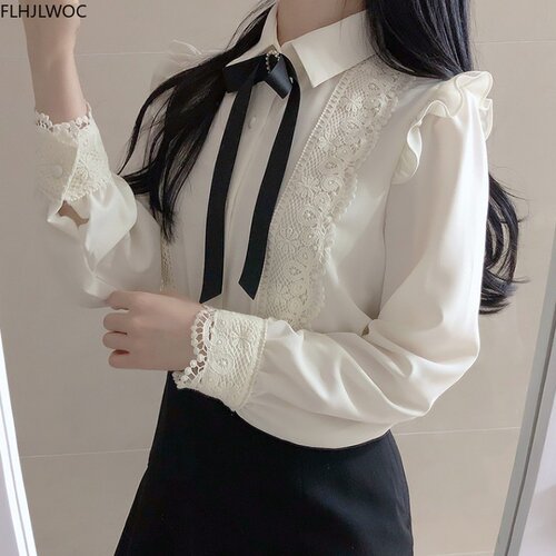 Ruffled Autumn Spring Basic Office Lady Work Wear Women Sing