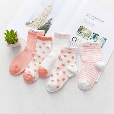 5 Pairs/lot 0 to 7 Years Spring Summer Thin Mesh Socks For G